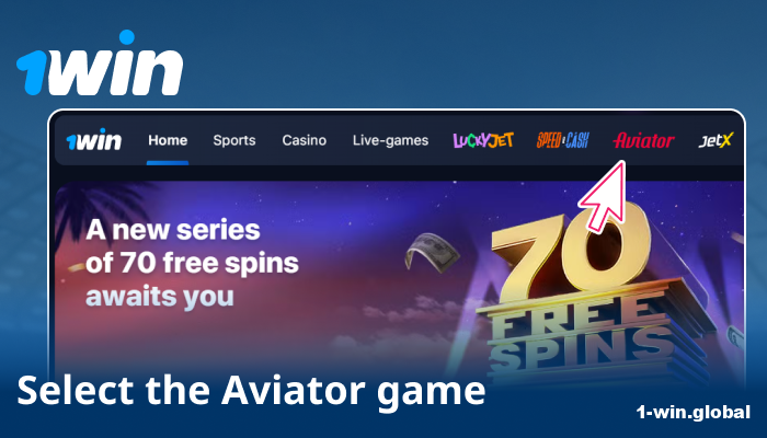 Select Aviator from the site’s top menu