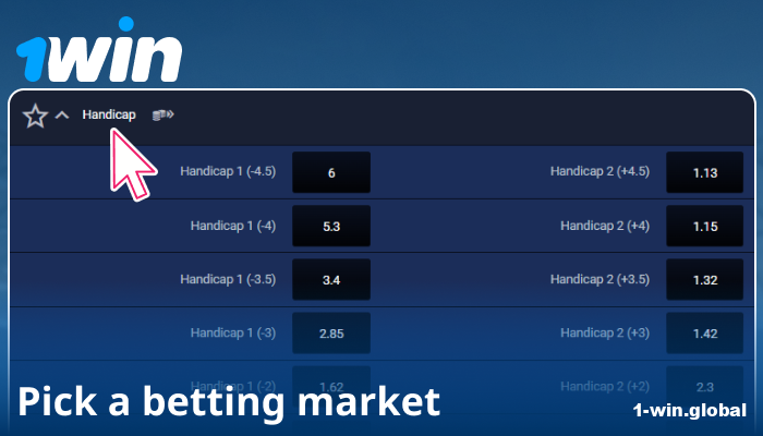 Choose a betting market on 1Win