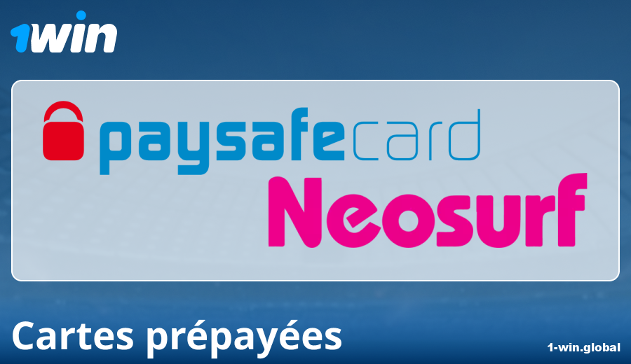 Caractéristiques des paiements par cartes prépayées chez 1Win France