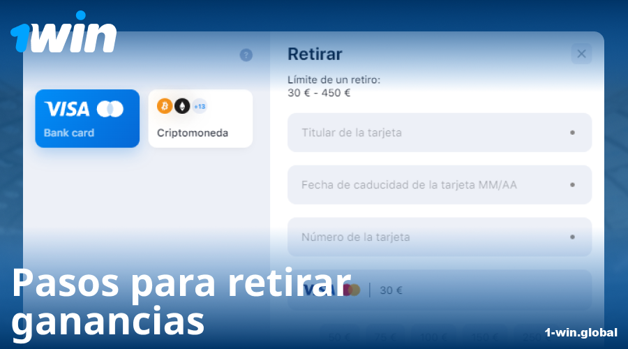 Instrucciones para retiros de dinero en 1Win España